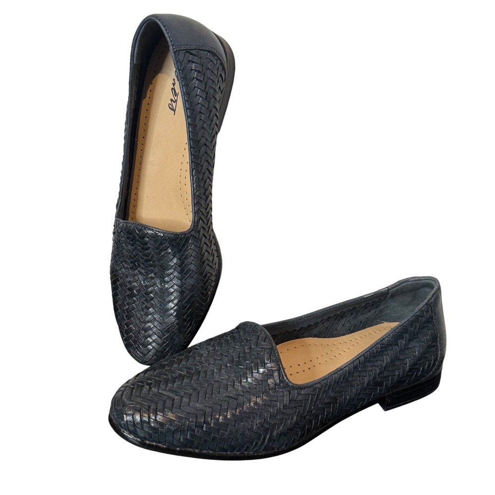 Trotters Liz Woven Leather Herringbone Slip On Loafers Womens 8 Narrow Casual
